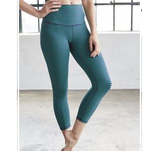 Navy and Green striped crop DYI leggings
